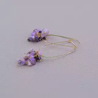 Сережки з французьким замком Stainless Steel Аметист, Чеський кришталь