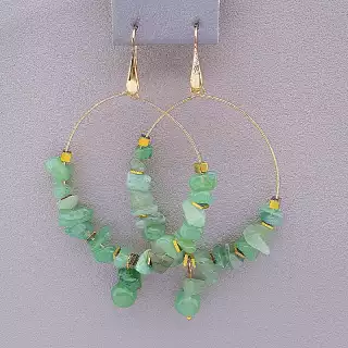 Сережки петельки Stainless Steel Нефрит