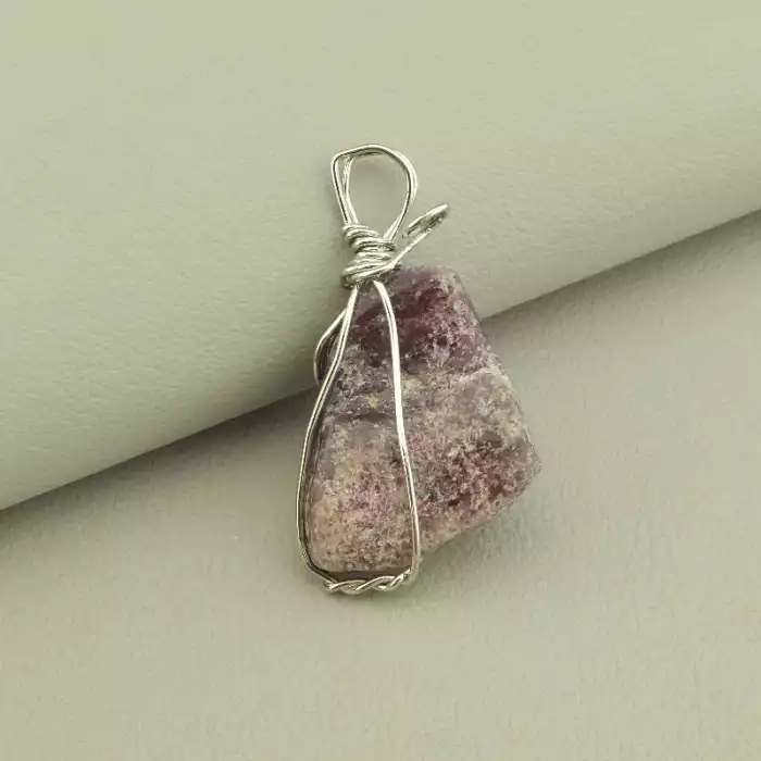 🏷️️ Кулон Полуничний кварц у дроті 40х20мм. ss_101082