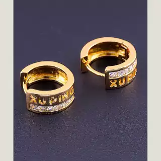 Сережки кільця (конго) Фіаніт Xuping (позолота 18к)