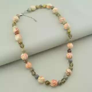 Намисто Яшма, Раухтопаз 50 см.