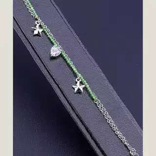 Браслет з карабіном Xuping Фіаніт 17 см (родій)