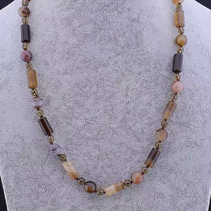 🏷️️ Намисто Агат, Раухтопаз 61 см ss_77909