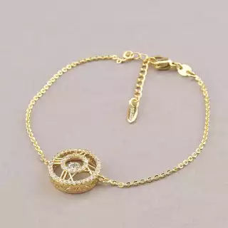 Браслет з карабіном Xuping Фіаніт 17 см. (позолота 18к)