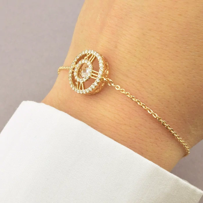 🏷️️ Браслет з карабіном Xuping Фіаніт 17 см. (позолота 18к) ss_87416