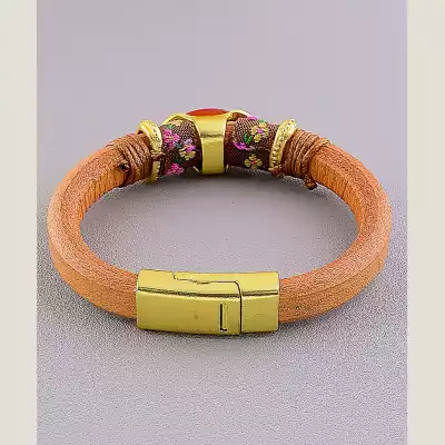 🏷️️ Браслет з магнітною застібкою Котяче око 18 см шкірозамінник F-18372