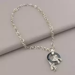 Підвіска леопард Fashion Фіаніт 44 см (родій)