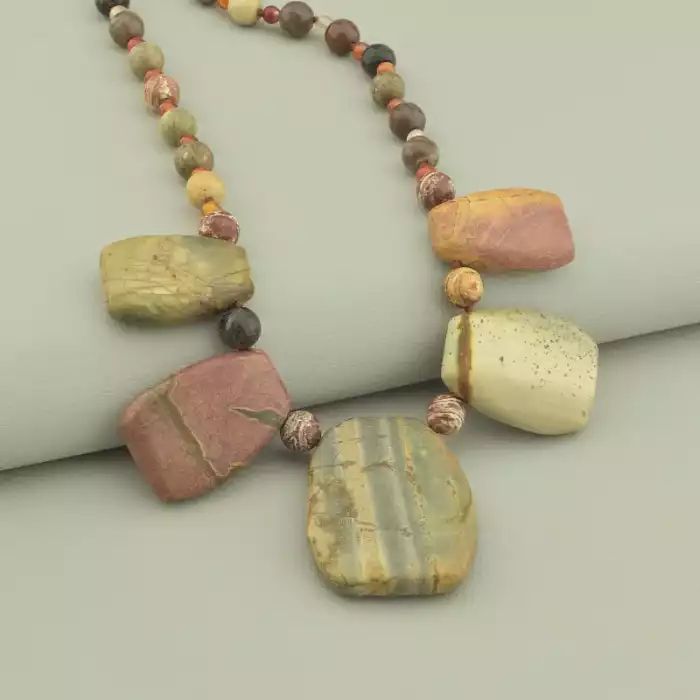 🏷️️ Намисто Яшма, Сердолік 48 см. ss_97206