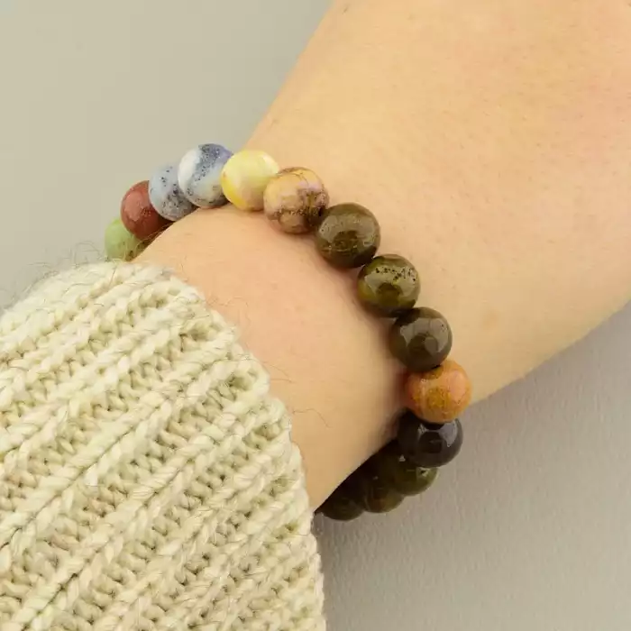 🏷️️ Браслет Яшма (16 см, в формі кульки, без замка, резинка) ss_104884