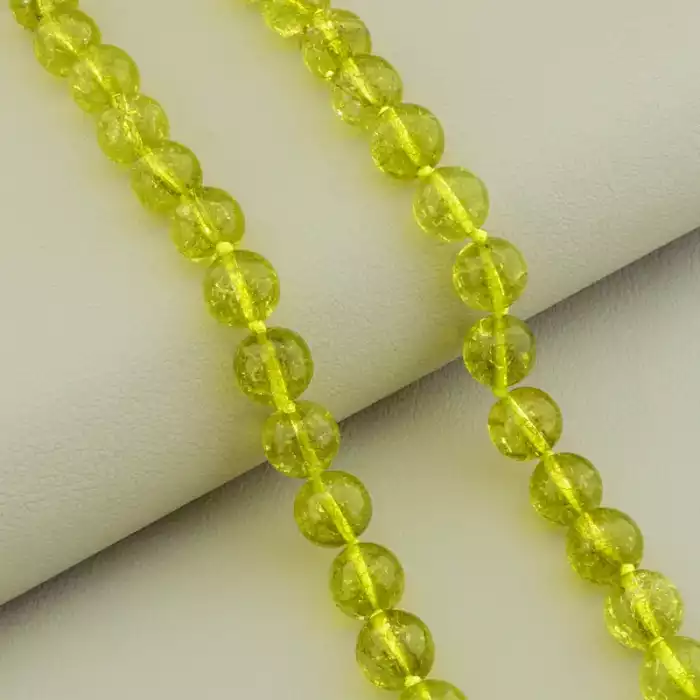 🏷️️ Намисто Кварц (46 см, карабін, зелений, жовтий, срібний, сталь, кулька) ss_105085