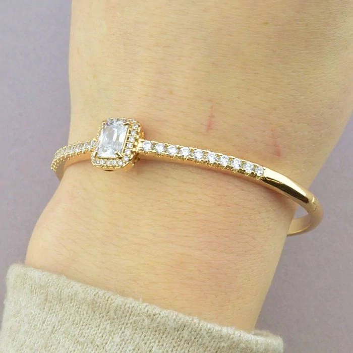 🏷️️ Браслет шарнірний Xuping Фіаніт 18 см (позолота 18к) ss_69731