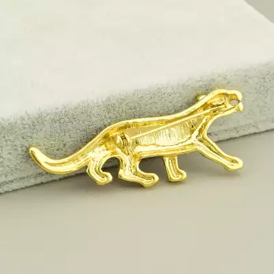 🏷️️ Брошка леопард фіаніт (55х20 мм, мідний сплав, позолота-родій, кришталевий, срібний, жовтий) F-105397