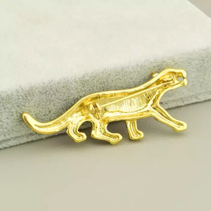 🏷️️ Брошка леопард фіаніт (55х20 мм, мідний сплав, позолота-родій, кришталевий, срібний, жовтий) ss_105397