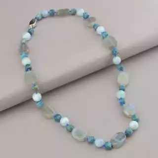 Намисто Лабрадор, Аквамарин, Апатит 54 см.