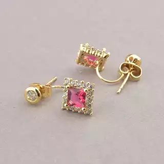 Сережки пусети Фіаніт Xuping (позолота 18к)