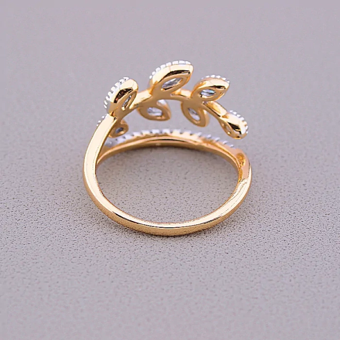 🏷️️ Каблучка листя Xuping Фіаніт (позолота-родій) ss_71911