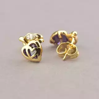 Сережки пусети Xuping Фіаніт (позолота 18к)