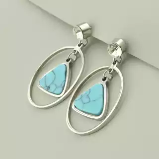 Сережки пусети Stainless Steel Бірюза