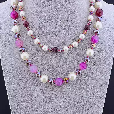 🏷️️ Намисто Агат, Майорка, Чеський кришталь 46 см F-84500