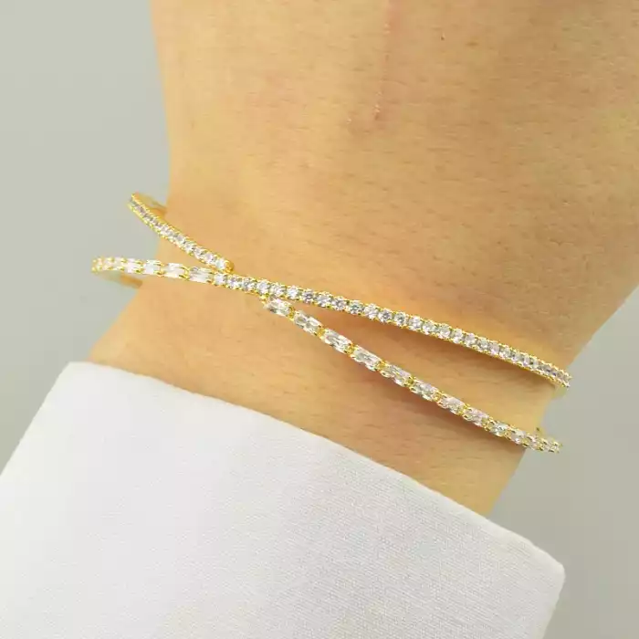 🏷️️ Браслет без застібки Saiya Фіаніт 17 см. (позолота 18к лимонна) ss_92754