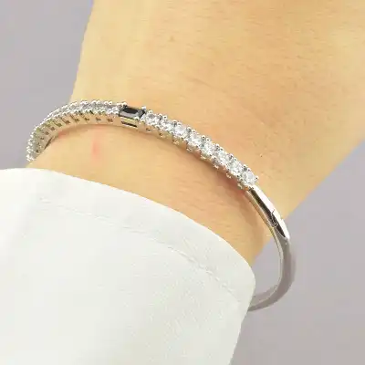 🏷️️ Браслет шарнірний Xuping Фіаніт 17 см (родій) F-85419