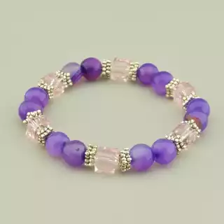 Браслет резинка Агат, Чеський кришталь 17 см.