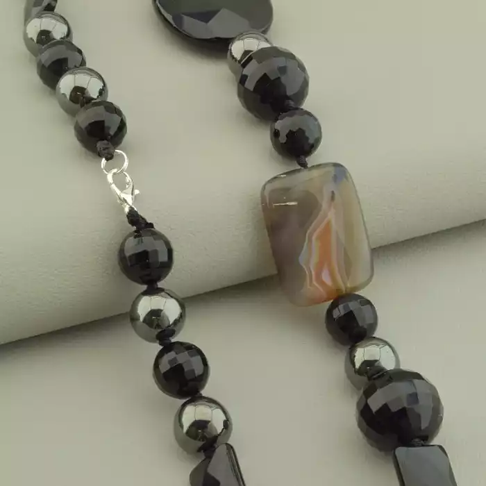 🏷️️ Намисто Агат, Гематит 67 см. ss_101787