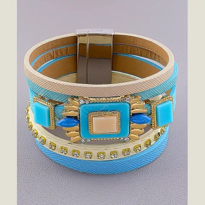 Браслет з магнітною застібкою Сrystal 19 см шкірозамінник