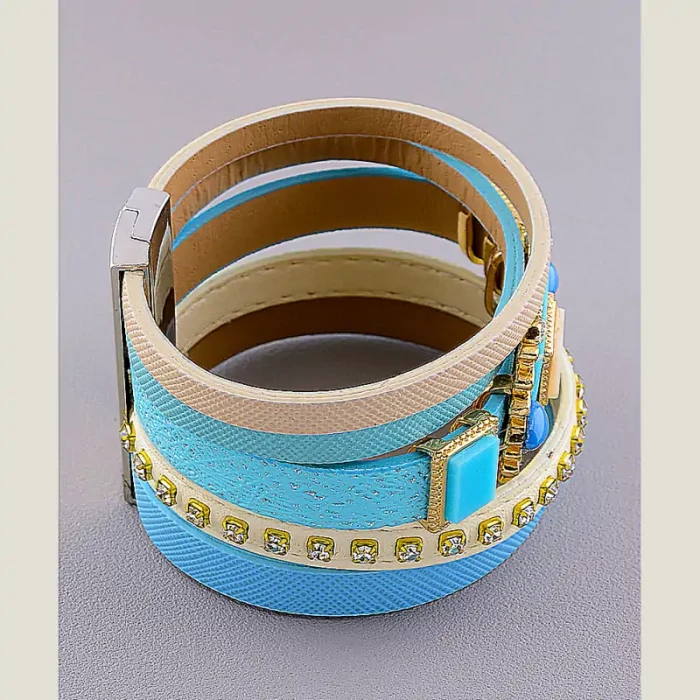 🏷️️ Браслет з магнітною застібкою Сrystal 19 см шкірозамінник ss_18473