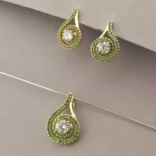 Сережки + Кулон Xuping Фіаніт (позолота 18к)