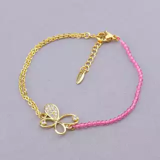 Браслет з карабіном Xuping Фіаніт 18 см (позолота 18к)