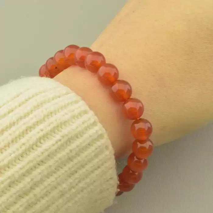🏷️️ Браслет резинка сердолік (18 см, кульки) ss_104685