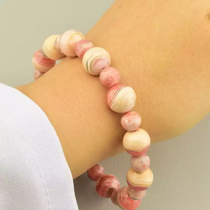 🏷️️ Браслет на резинці Родохрозит 19 см F-105703