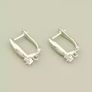 Швензи Пара Фіаніт 14х4мм. (родій) англійська застібка