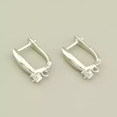 Швензи Пара Фіаніт 14х4мм. (родій) англійська застібка