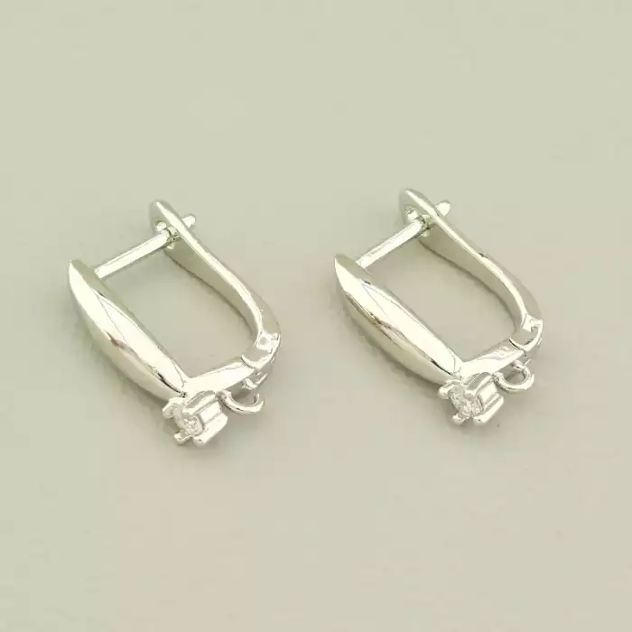 🏷️️ Швензи Пара Фіаніт 14х4мм. (родій) англійська застібка F-106209