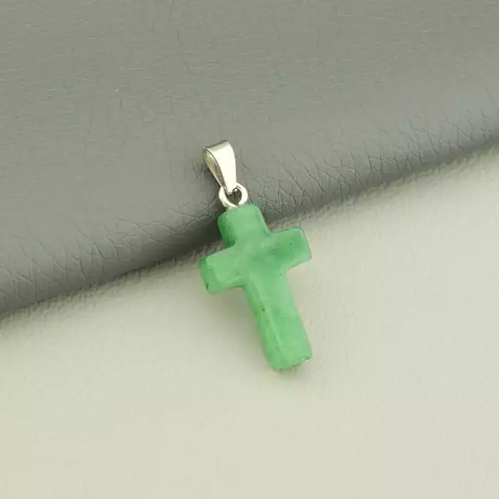 🏷️️ Хрестик Нефрит 25x14мм. F-106417