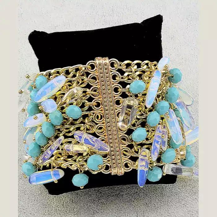 🏷️️ Браслет з магнітною застібкою Місячний камінь 20 см ss_11691