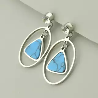Сережки пусети Stainless Steel Бірюза