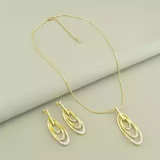 Підвіска+Сережки Фіаніт Fashion