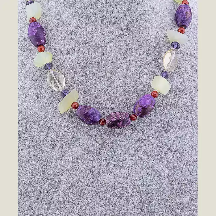 🏷️️ Намисто Яшма, Нефрит, Гірський кришталь 70 см ss_51570