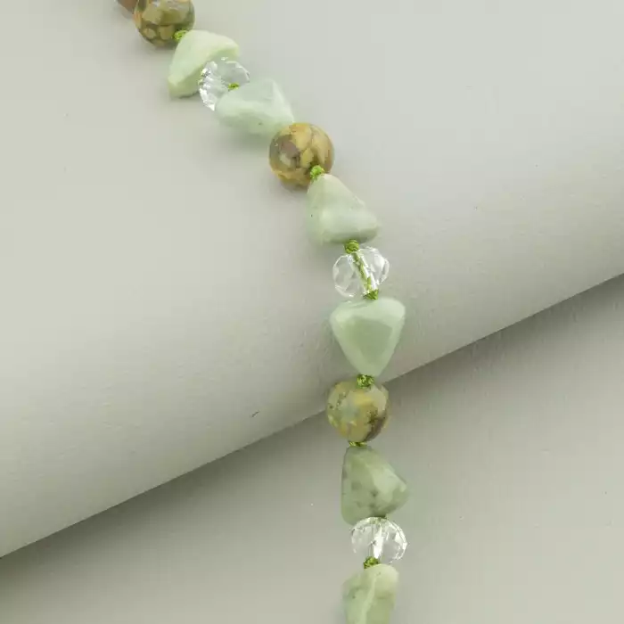 🏷️️ Намисто Яшма, Жадеїт, Чеський кришталь 48 см. ss_94494