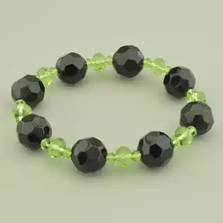 Браслет резинка Агат, Чеський кришталь 19 см.