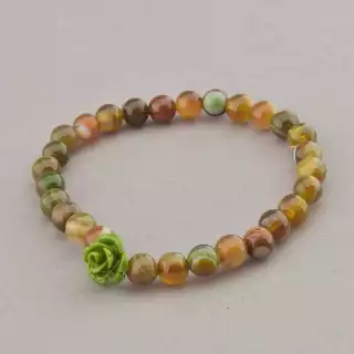 Браслет резинка Агат, полімерна глина 17 см.