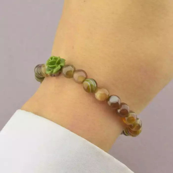 🏷️️ Браслет резинка Агат, полімерна глина 17 см. ss_94696