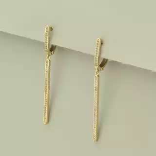 Сережки ланцюжки на англійській застібці Xuping Фіаніт (позолота 18к)