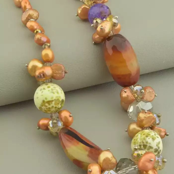 🏷️️ Намисто Агат, Кварц 45 см. ss_103328