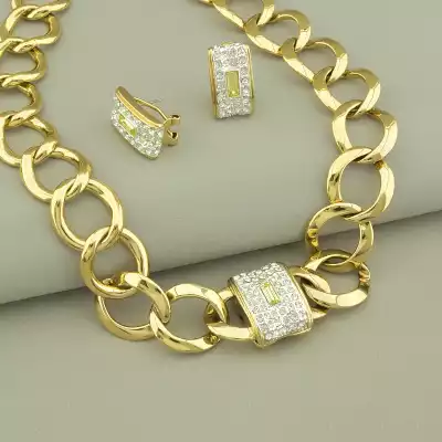 🏷️️ Підвіска+Сережки Фіаніт 45 см. F-104175