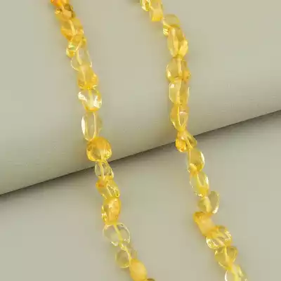 🏷️️ Намисто цитрін (41 см, з карабіном, сталь, 12х8 мм, жовтий, срібний) F-105400