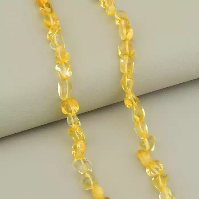 🏷️️ Намисто цитрін (41 см, з карабіном, сталь, 12х8 мм, жовтий, срібний) ss_105400